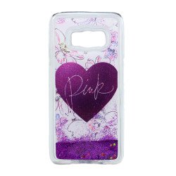 Samsung Galaxy S8 Design Glitter Liquid Star Dust Clear Case (Pink Purple)